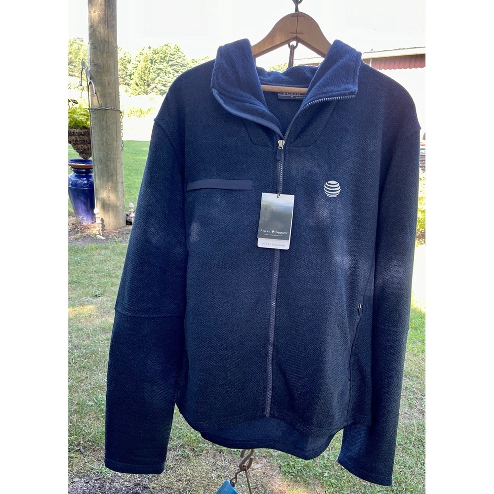 FOSSA XL Navy Blue Sweater Fleece Zip Up Jacket NEW Embroidered Chest Detail